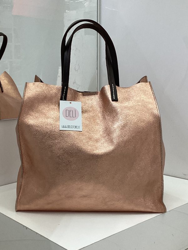 Shopper laminata oro rosa