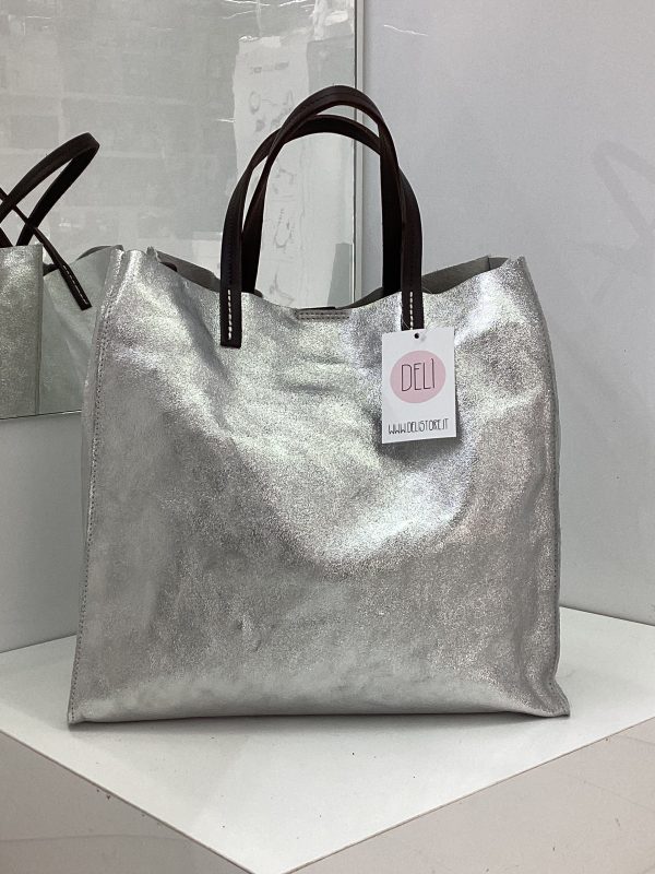 Shopper laminata argento