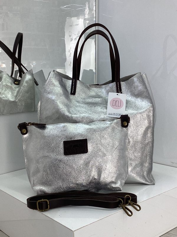 Shopper laminata argento - immagine 2