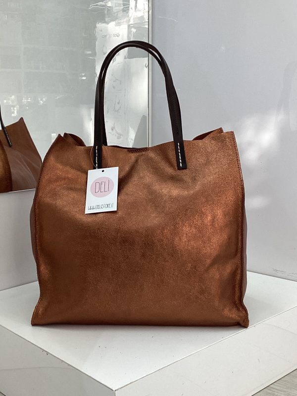 Shopper laminata bronzo