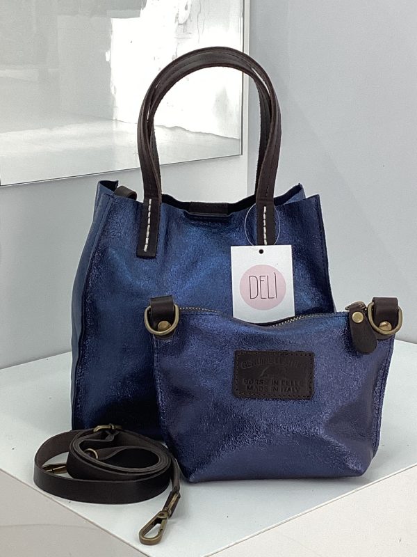 Mini shopper laminata blu - immagine 2