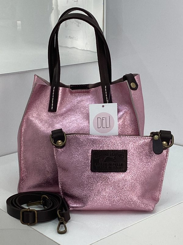 Mini shopper laminata rosa - immagine 2