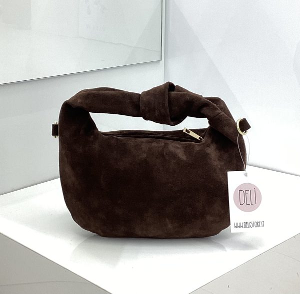 Borsa Nodo Suede testa di moro